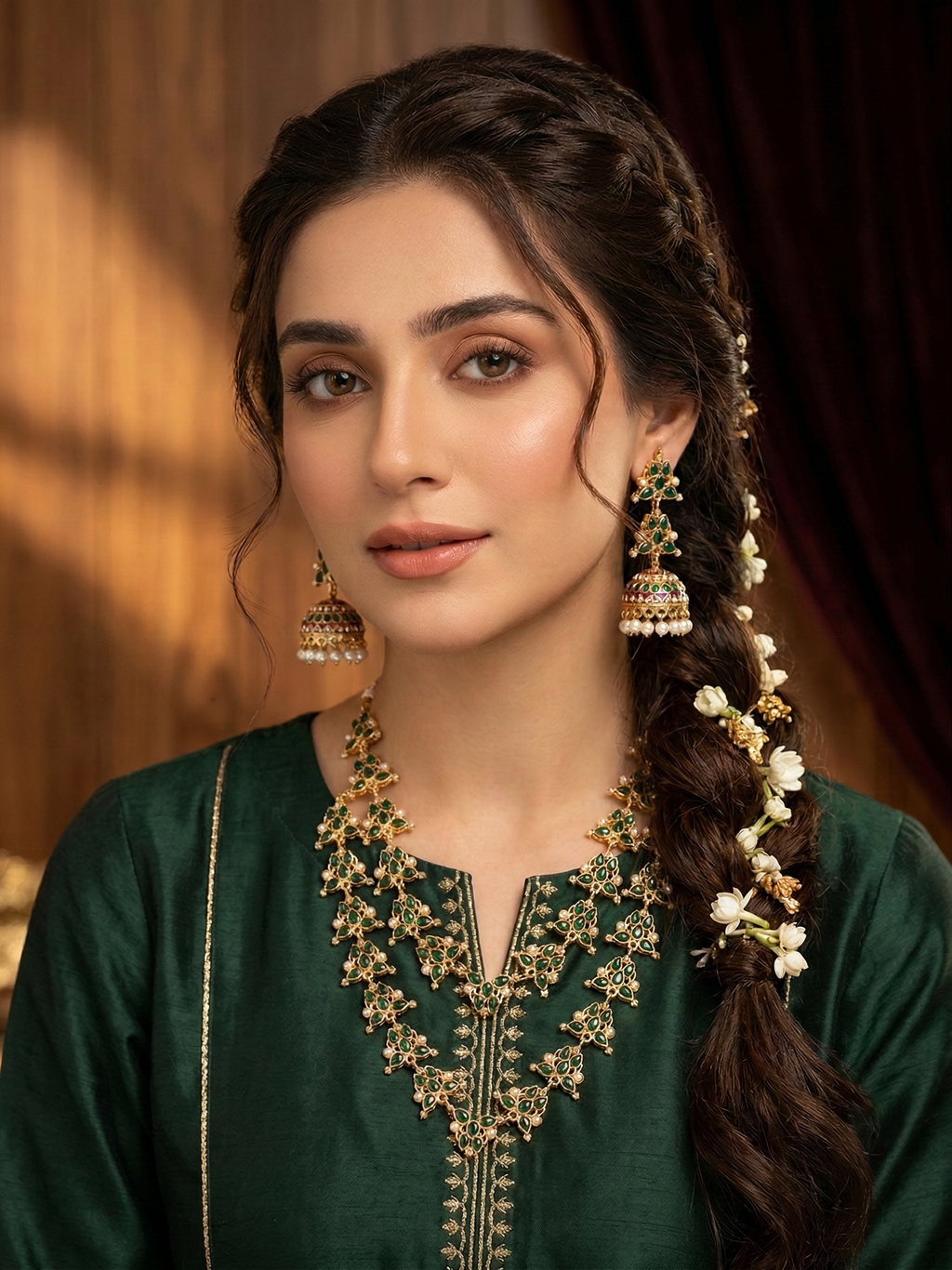 2 Layer Mala Jhumki Teka Set