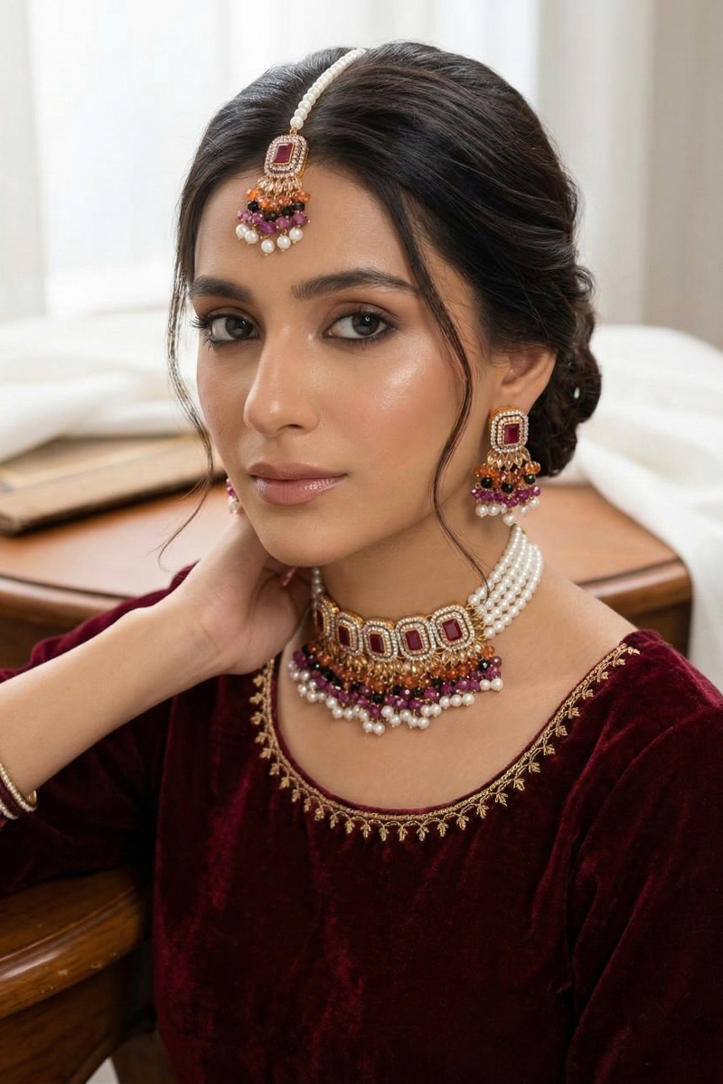 Beautiful Elegant Partywear Choker Set – 8 Colours