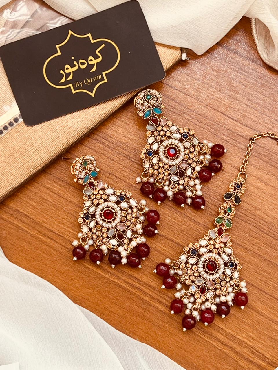 Beautiful Kundan Earrings with Tika