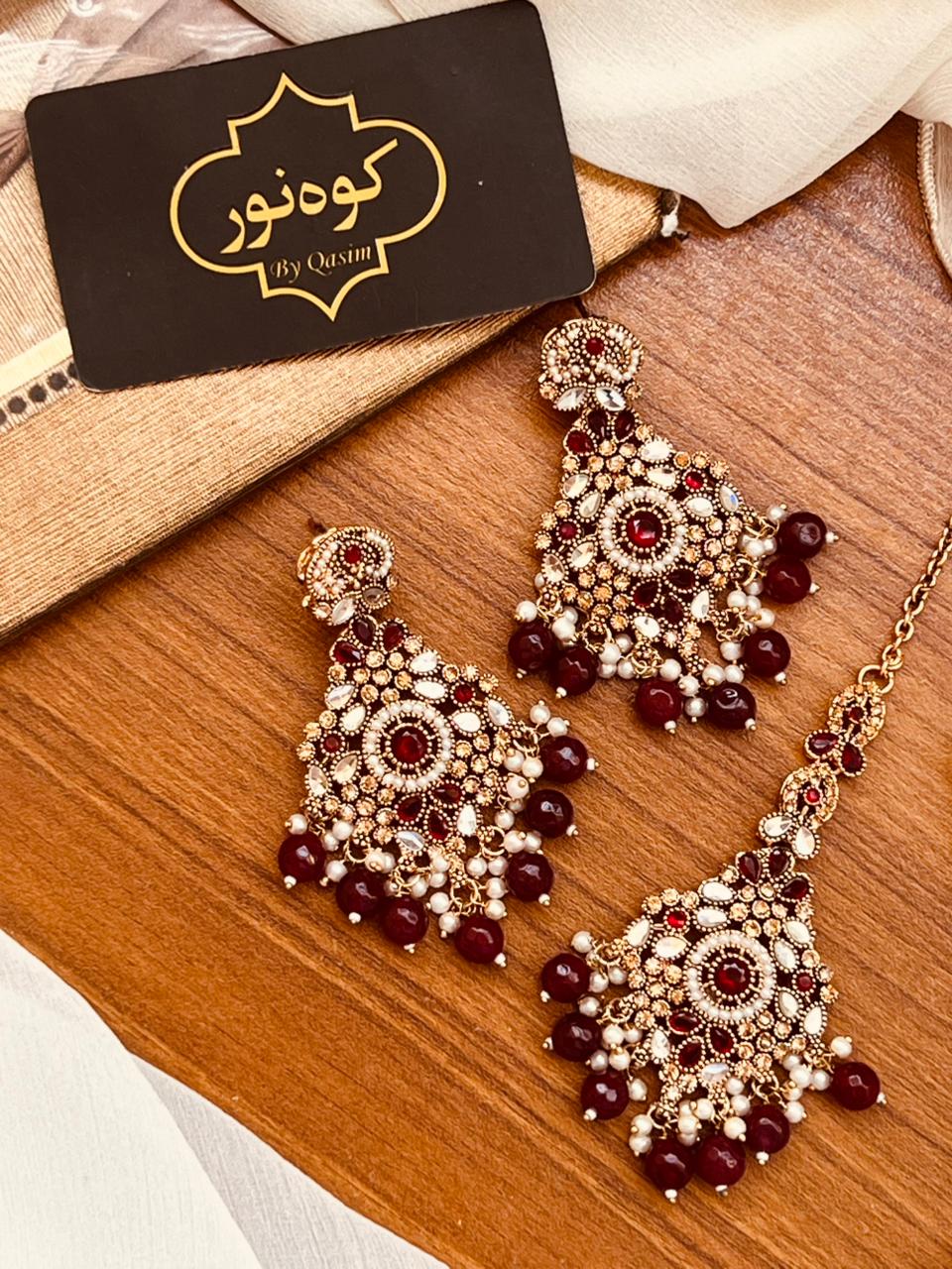 Beautiful Kundan Earrings with Tika