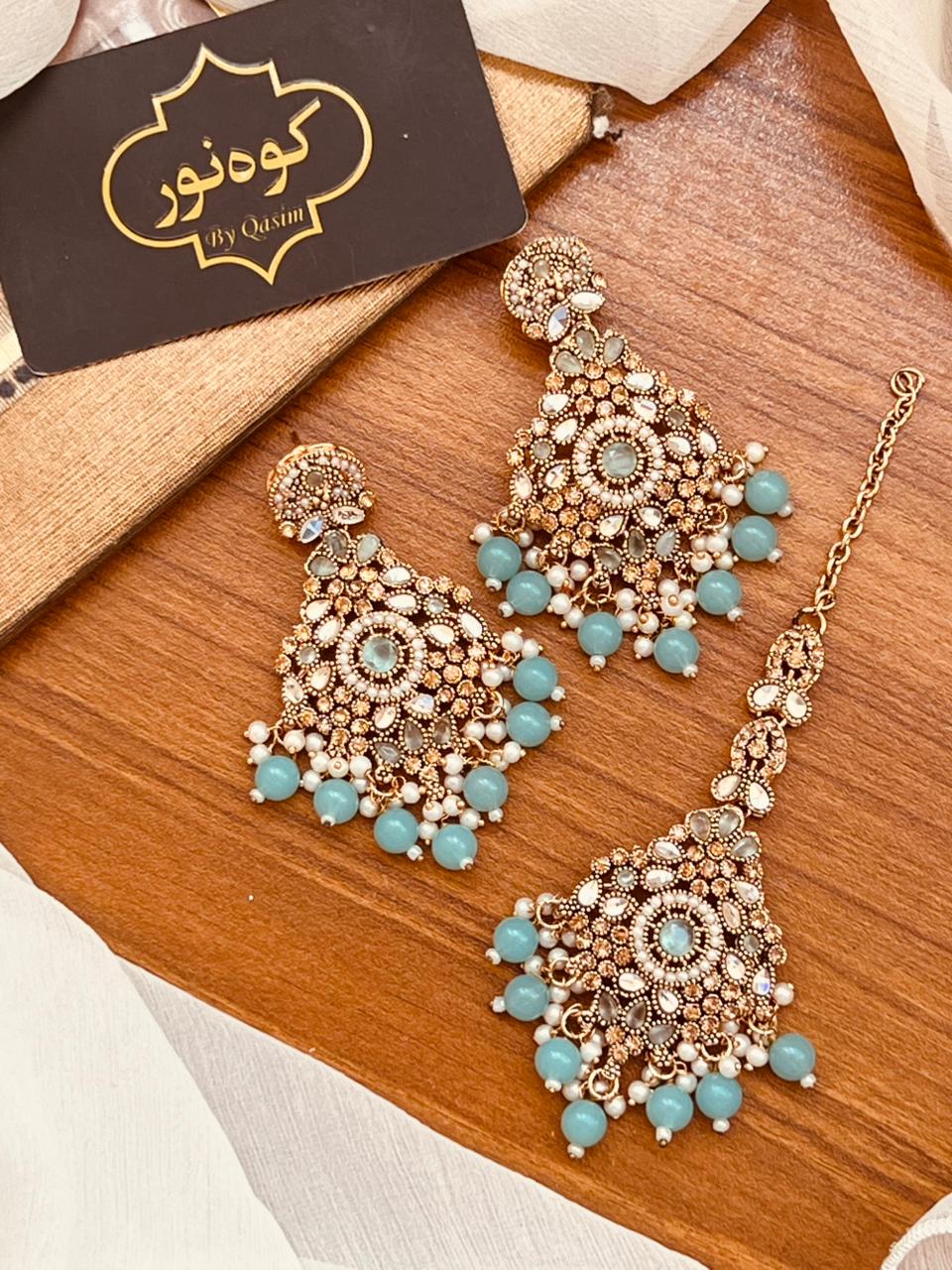 Beautiful Kundan Earrings with Tika