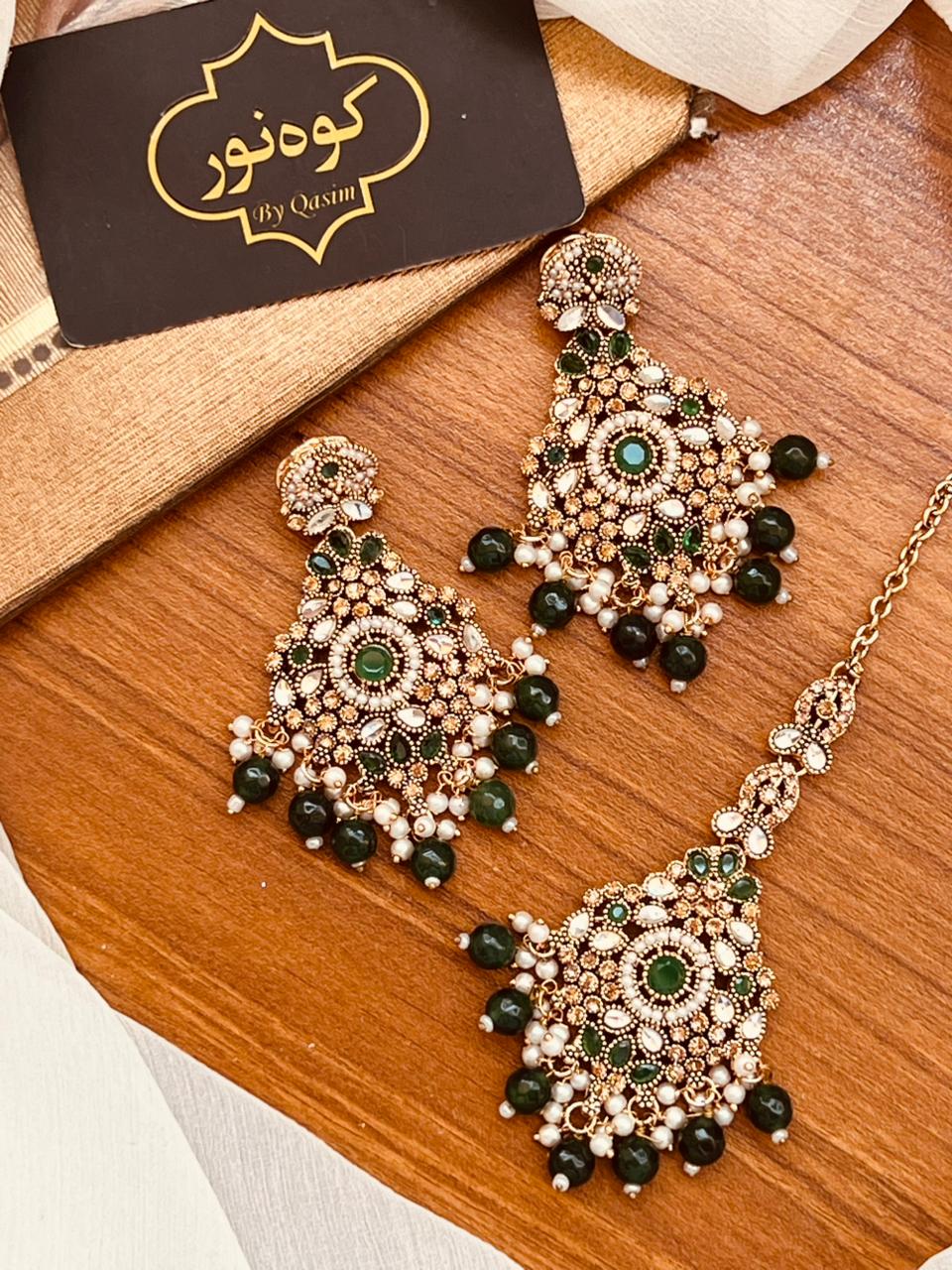 Beautiful Kundan Earrings with Tika