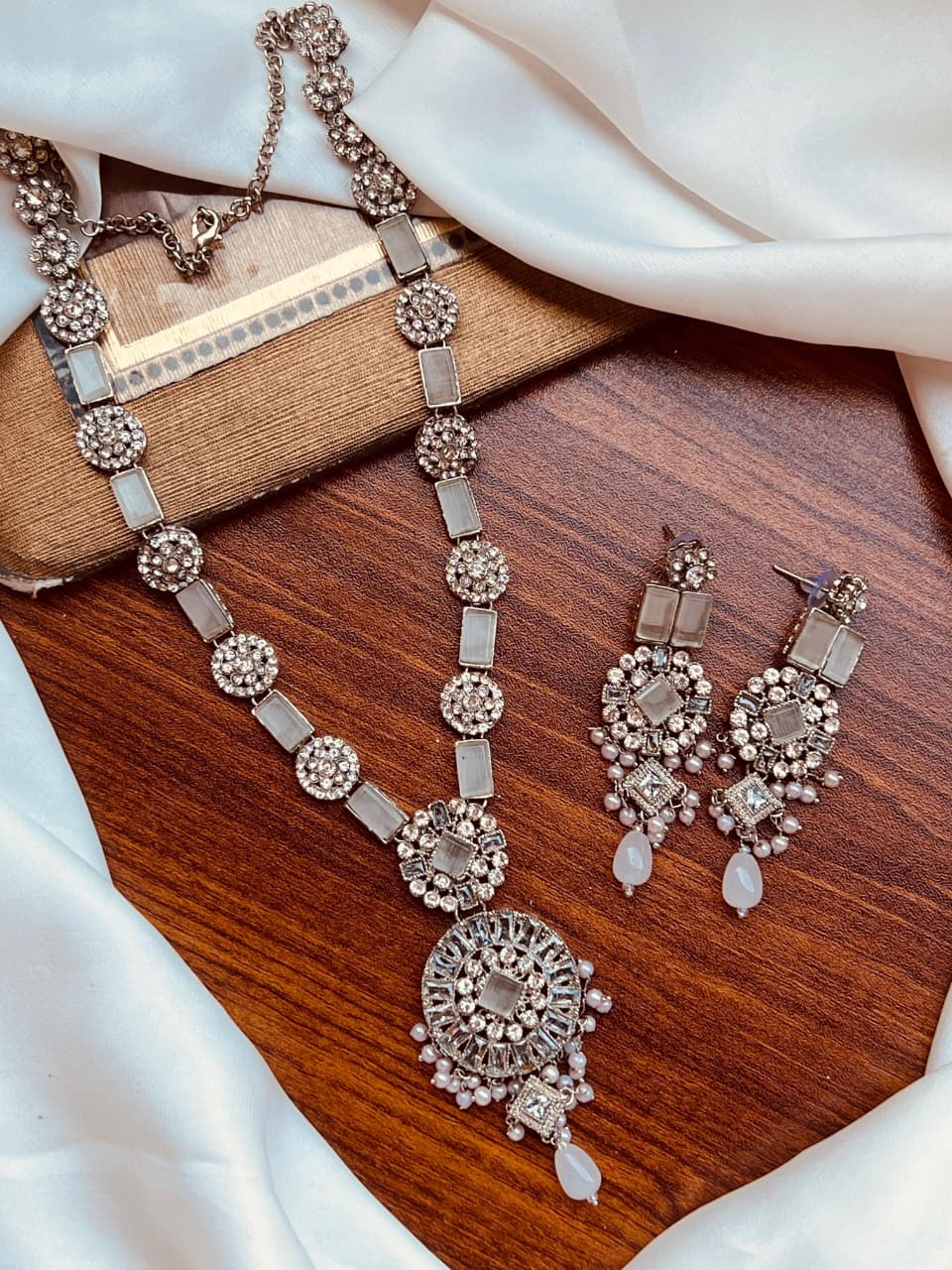Egyptian Silver Mala Earrings