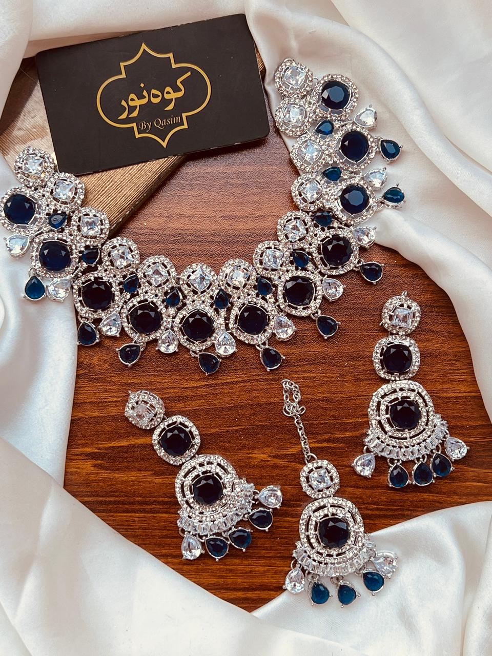 Beautiful Elegant Silver Zircon Partywear Set - 5 Colours