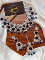 Beautiful Elegant Silver Zircon Partywear Set - 5 Colours