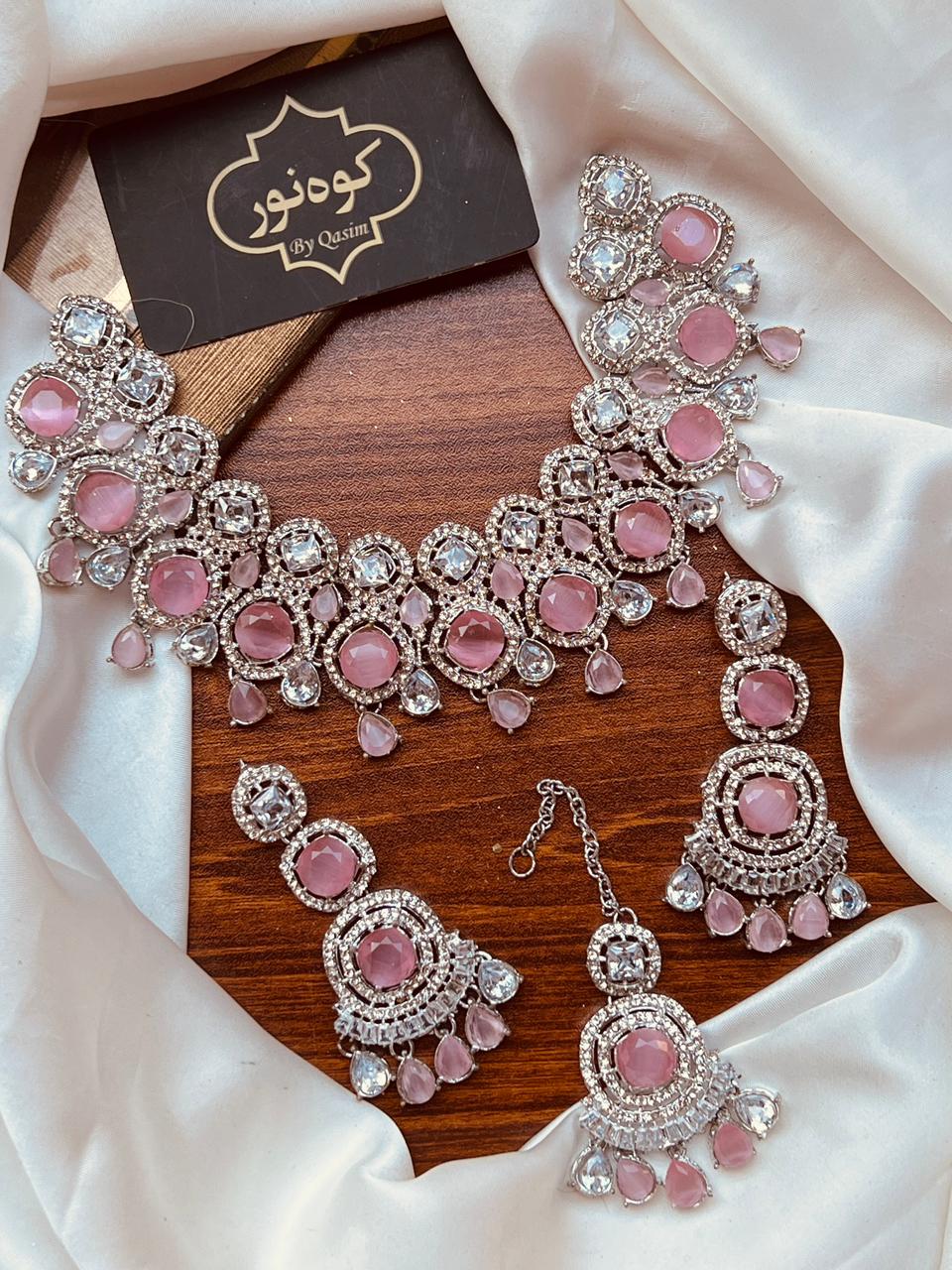 Beautiful Elegant Silver Zircon Partywear Set - 5 Colours