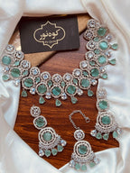 Beautiful Elegant Silver Zircon Partywear Set - 5 Colours