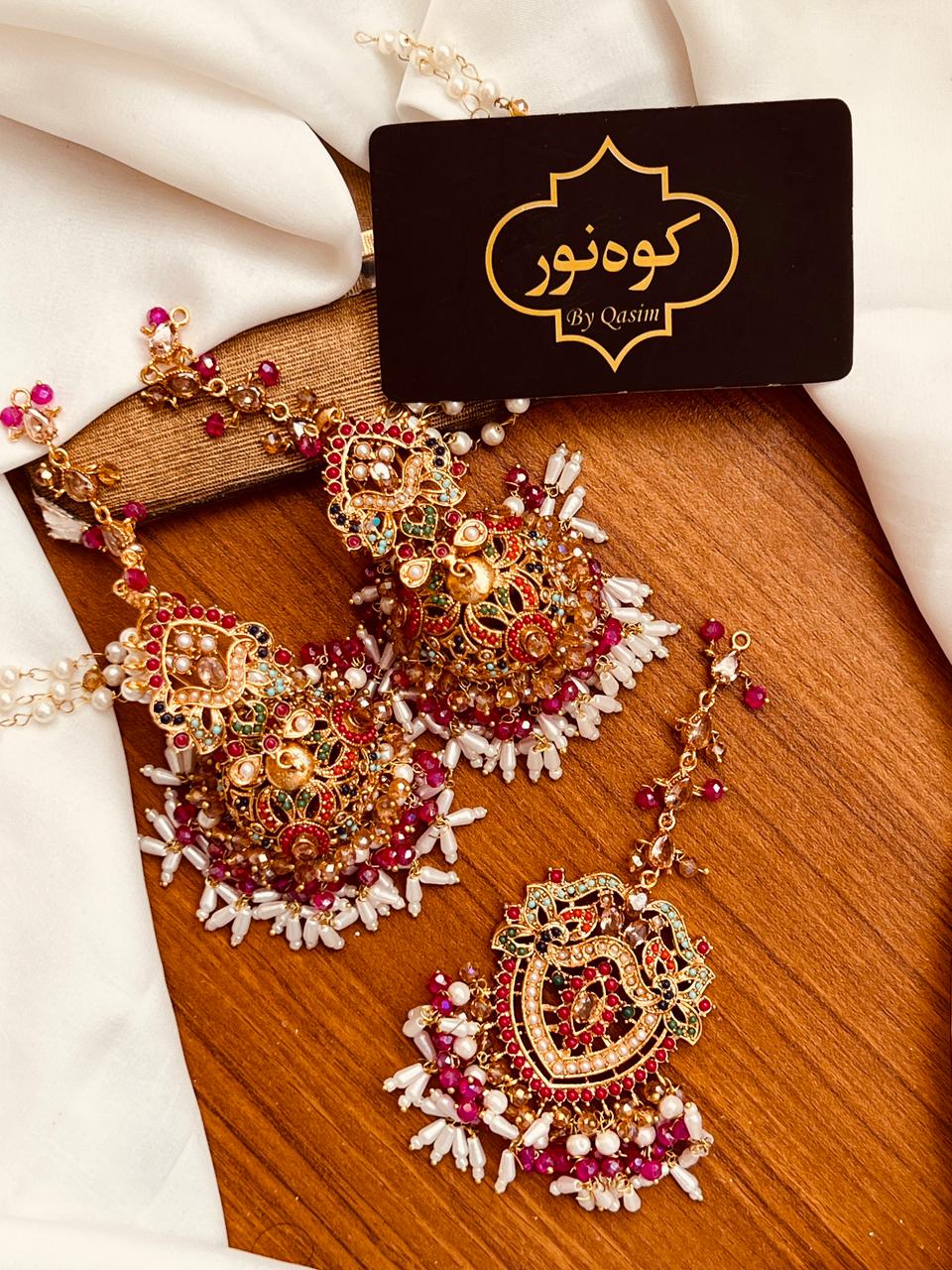 Beautiful Nortan Jhumki with Tika