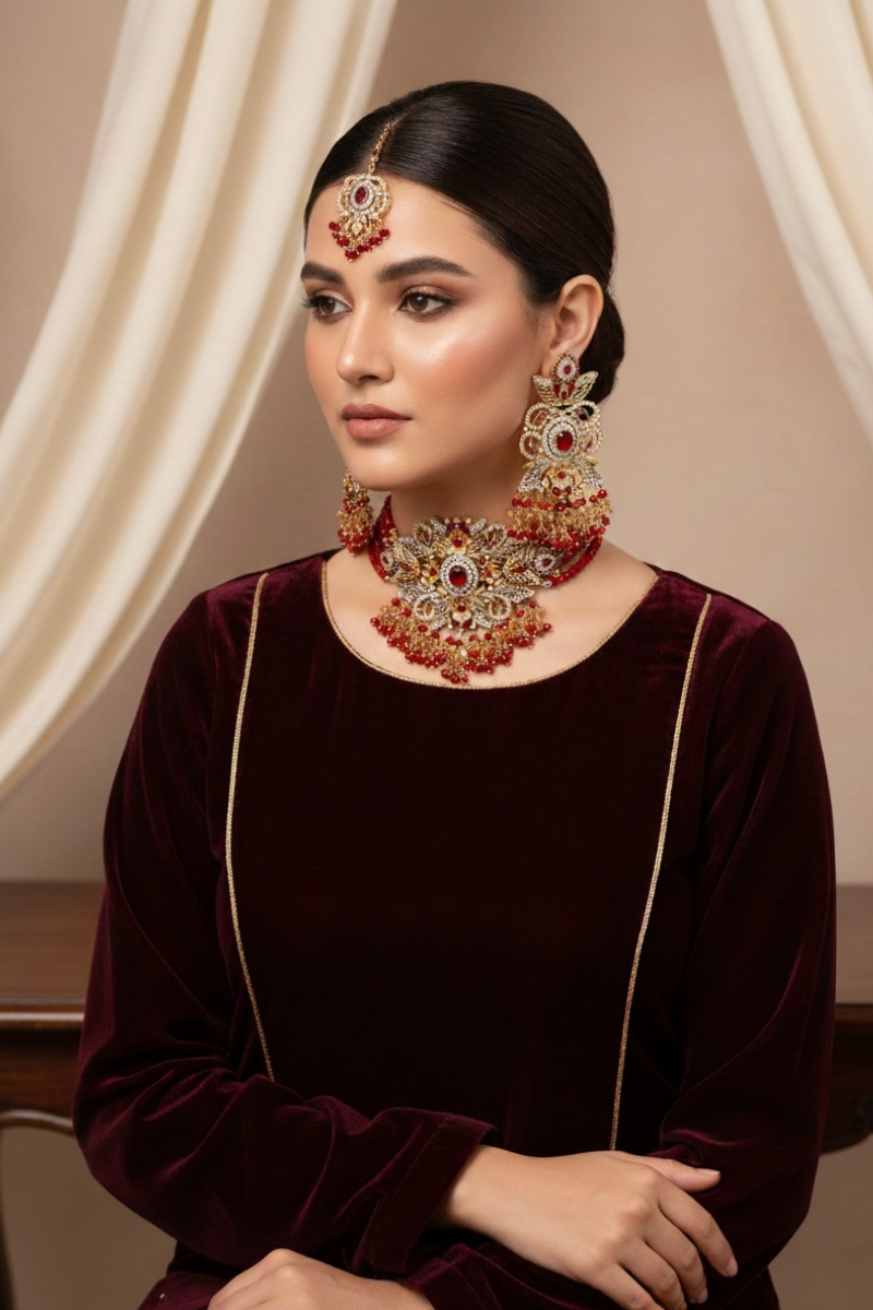 Beautiful Elegant Zircon Casting Choker Set – 5 Colours